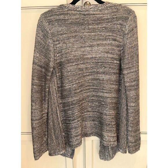 White House Black Market Shimmer Open Front Long Sweater Gray With Sequins Small - Picture 3 of 5